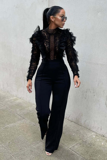 Luxe Lace Patchwork Ruffle Jumpsuit