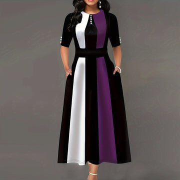 Color Block Slim Fit Maxi Dress