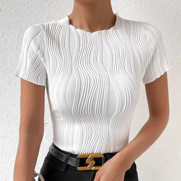 Sleek Texture Crew Neck Crop Top