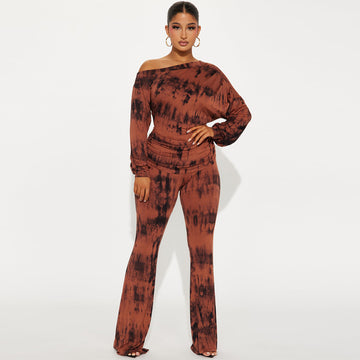 Sultry Tie Dye Asymmetric One Shoulder Jumpsuit