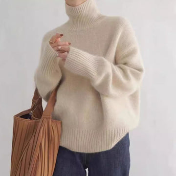 Cozy Casual Loose-Fit High Neck Jersey Top for Fall/Winter