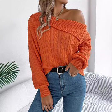 Chic Asymmetric One-Shoulder Lantern Sleeve Top for Fall/Winter