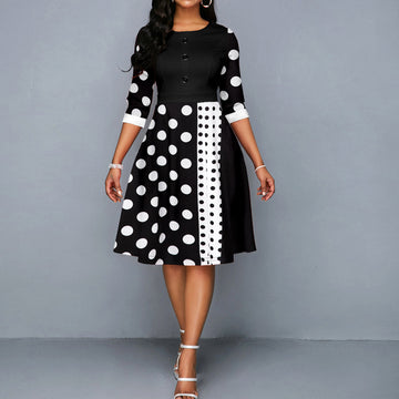 Polka Dot A-Line Knee-Length Dress